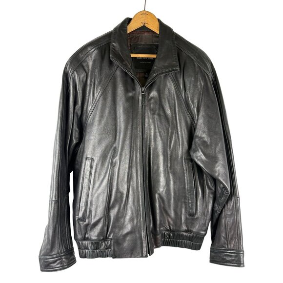 VTG Andrew Marc New York Black Butter Soft Leather Bomber Jacket Men's M